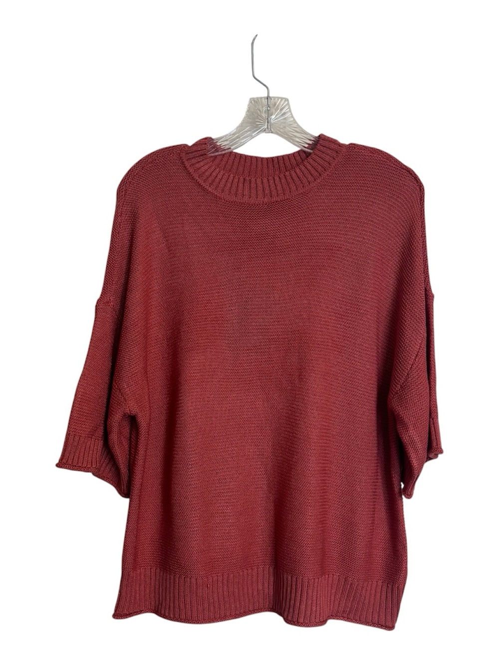 Frye Burnt Orange Boxy Knit Short Sleeve Sweater Dark Academia Capsule Size L